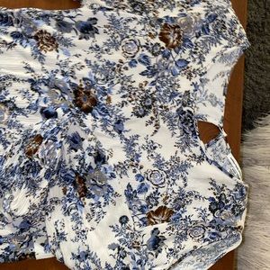 Blue and white open armed dress